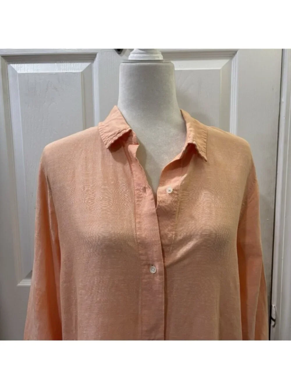 J Crew Coral Relaxed Fit Beach Shirt In Linen Cotton Size Medium